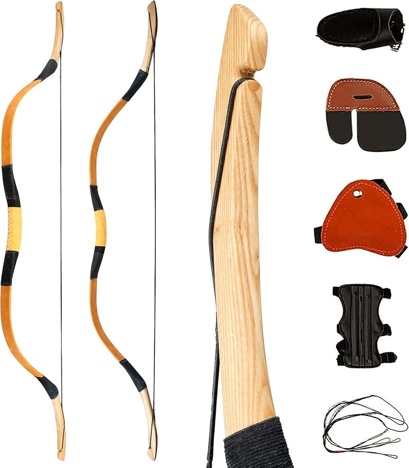 PMZ Archery Recurve Bow Set, 54" High-Performance Horse Bow for Hunting, Right Left Hand Traditional Turkish Bow for Youth Adults Beginners to Advanced Outdoor Practice & Hunting, 20-50 lbs - Image 1